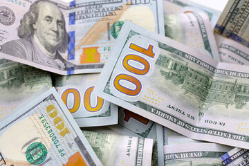 U.S. one hundred dollar banknotes.