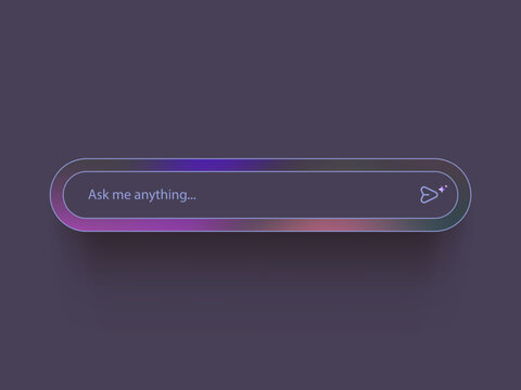 Aesthetic Dark UI Search Bar for Website Design. Ask Me Anything Gradient Input Field with Glow Effect.