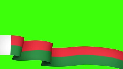 Waving Madagascar Flag Ribbon on greenscreen background