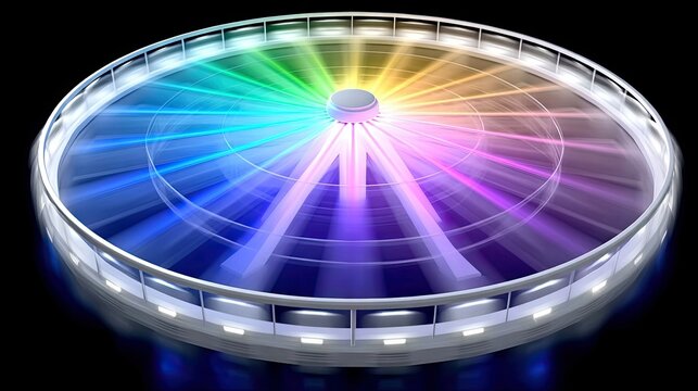Ferris Wheel with Colorful Light Trails on Black Background - Powered by Adobe
