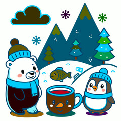 Cute kawaii dessert characters
