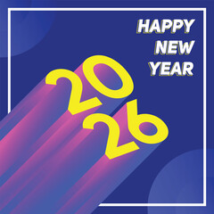 3D happy new year 2026 vector in vibrant color illustration art