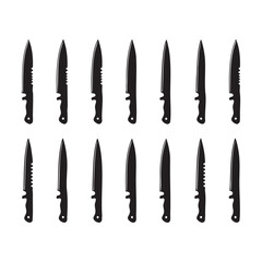 Set of 16 Tactical Knife Silhouettes