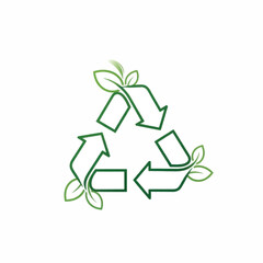 Green Recycle Symbol with Leaves Representing Environmental Sustainability.