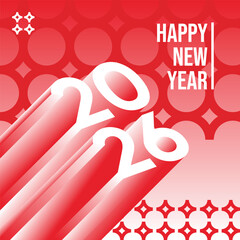 3D happy new year 2026 vector in red and white gradient color illustration art