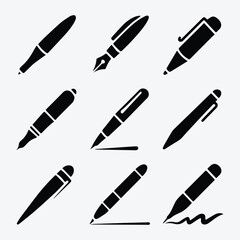 Stationery Design Pen Vector Set