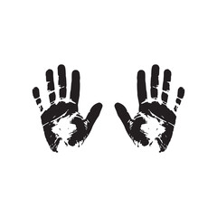 Fototapeta premium Black hand right and left human icon concept print design.