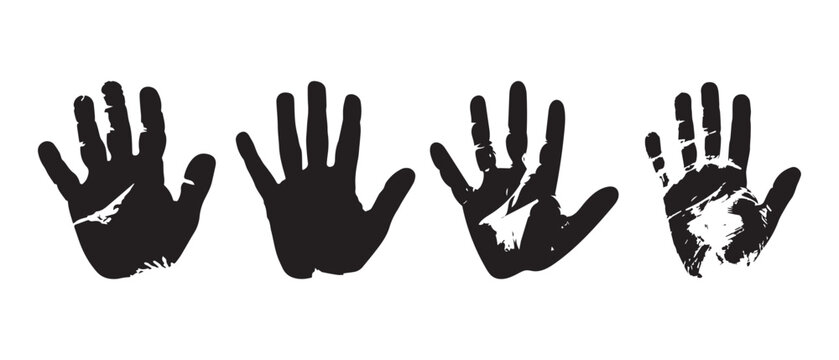 Black hand right and left human icon concept print design.