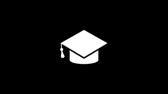 graduation hat icon, animated graduation hat icon, animated green screen 4k looping icon