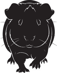 Cute guinea pig black silhouette vector illustration, adorable domestic pet rodent graphic on clear background