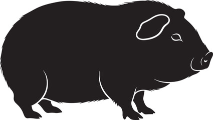 Black silhouette of a small pet guinea pig vector illustration icon for animal-themed graphic design projects