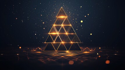 Abstract Christmas Pyramid, Digital Art, Dark Background, Possible Use Stock Photo