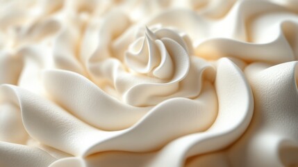 Close-up whipped cream swirls on cake