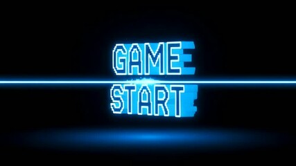 Neon game start animation for retro arcade, futuristic gaming streams - Powered by Adobe