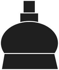 Rounded perfume bottle silhouette icon for fragrance packaging isolated on transparent background.