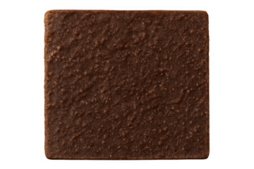 Square chocolate biscuit creating a sweet snack concept with crispy texture, isolated on transparent background