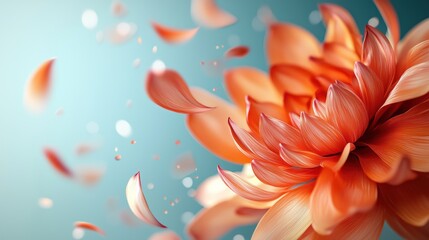 Fototapeta premium Orange Flower Petals Floating in Air