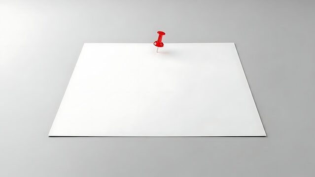 Blank White Paper Sheet Pinned with Red Pushpin.