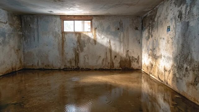 Flooded Basement - A Dark and Damp Interior Scene.
