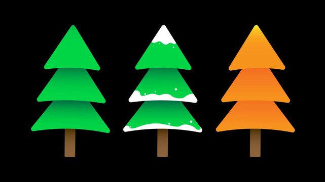 Pine trees animation simple shape smooth leaf motion