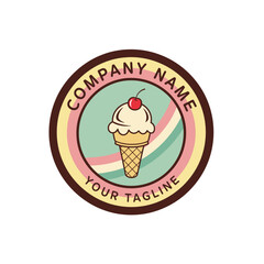 Retro Ice Cream Cone Logo Design.