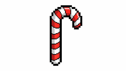 Obraz premium Pixelated Candy Cane with Red and White Stripes
