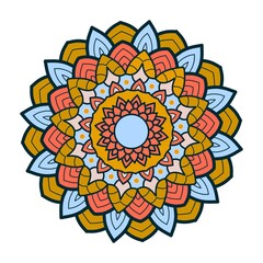 Smiling mint green and pink spotted cartoon giraffe lying down