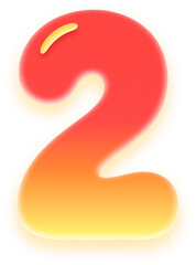 Red yellow gradient chubby 3d number 2 digit for Lunar New Year