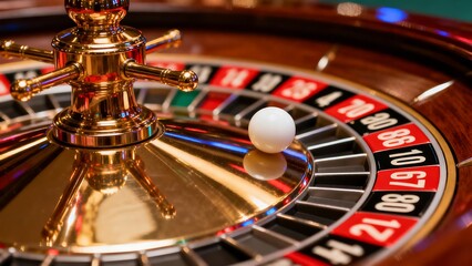 Obraz premium Close-Up of Luxury Casino Roulette Wheel with Ball