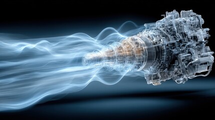 Modern jet engine design showcases flow dynamics and intricate engineering illustrating advanced aerospace technology