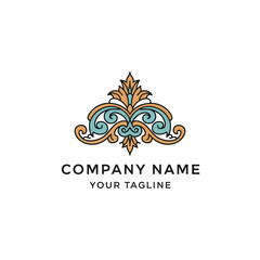 Elegant ornamental design with intricate details and symmetrical patterns for branding.