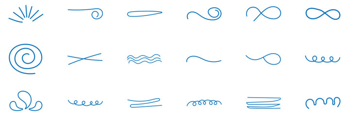Vector hand drawn brush underline element set for accent, crayon texture emphasis element. Brush scribble underline. Marker pen line highlight swoosh stroke. Vector underline set. Doodle grunge lines.