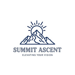 Summit Ascent Logo Depicting Mountains and Sun Elevating Vision.
