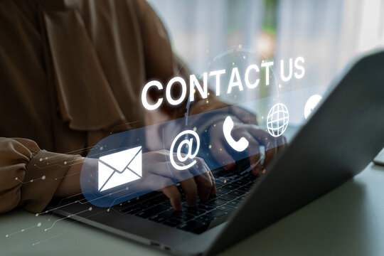 UI concept for contact us section showing icons for email, web, phone, and message. Contact and support icons help streamline business communication and improve customer contact experience. Spline