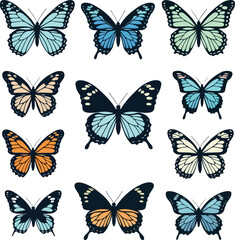 Butterfly logo icon vector bundle set on a clean white background .