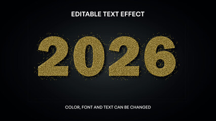 editable gold glitter text effect. new year eve text effect
