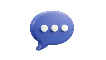 Blue Speech Bubble Icon With Three White Dots Indicating Typing or Thinking With Transparent Background For Digital Communication Concepts