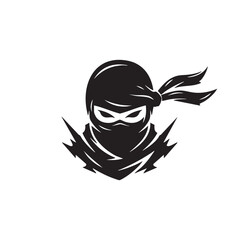 Black and White Masked Warrior Emblem with Sharp Dynamic Design for Gaming