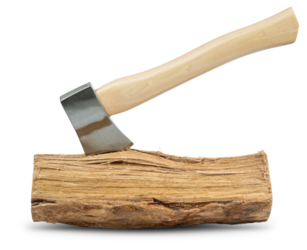 Axe or Hatchet. Wooden Hatchet with steel blade. Hand axe featuring a polished steel blade and a smooth ergonomic wooden handle. Perfect for use in outdoor DIY, camping, survival, forestry, lumberjack
