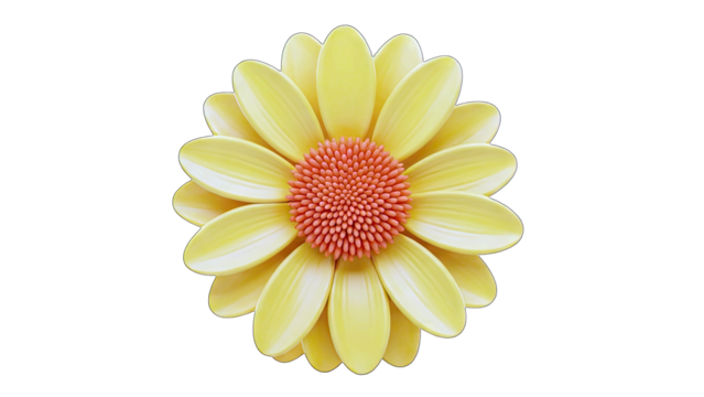 Detailed Yellow Daisy Flower with Red Center on Transparent Background Vibrant Petals and Textured Stamens Macro View Realistic Rendering