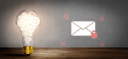 Concept of email security and cybersecurity for confidential communication. Message encryption ensures data privacy and protection from unauthorized access, spam, or phishing threats. Fermion