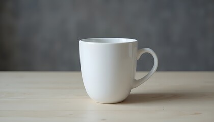 Minimal white cup placed on a pale wooden surface