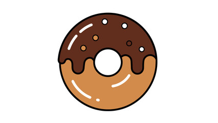 Delicious Chocolate Frosted Ring Donut Icon Sweet Treat Vector Art