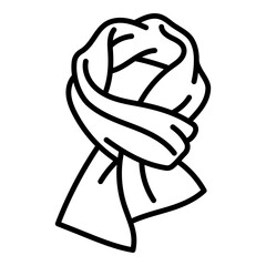 Scarf icon, symbolizing warmth, winter style, and cozy clothing. Useful for clothing guides, fashion content, cold-weather themes, and lifestyle illustrations.