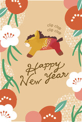 跳ぶ馬の2026年年賀状テンプレート 