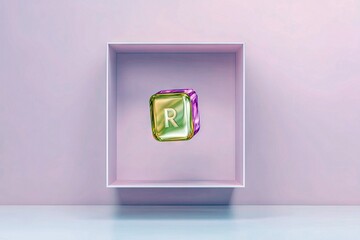 Letter R Floating in Box