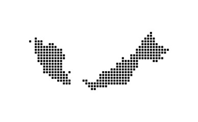 Stylized Malaysia Map vector background, with Rounded Square Pattern