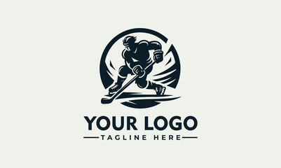 Energetic Ice Hockey Player Action Vector Logo Illustration for Sports Team Emblem or Graphic Resource