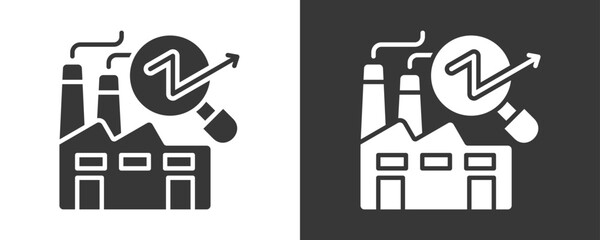 Industry Analysis Icon Set Vector Collection Isolated In Black And White
