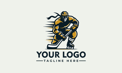 Hockey Player Logo Illustration Vector - Dynamic Action for Business Identity.